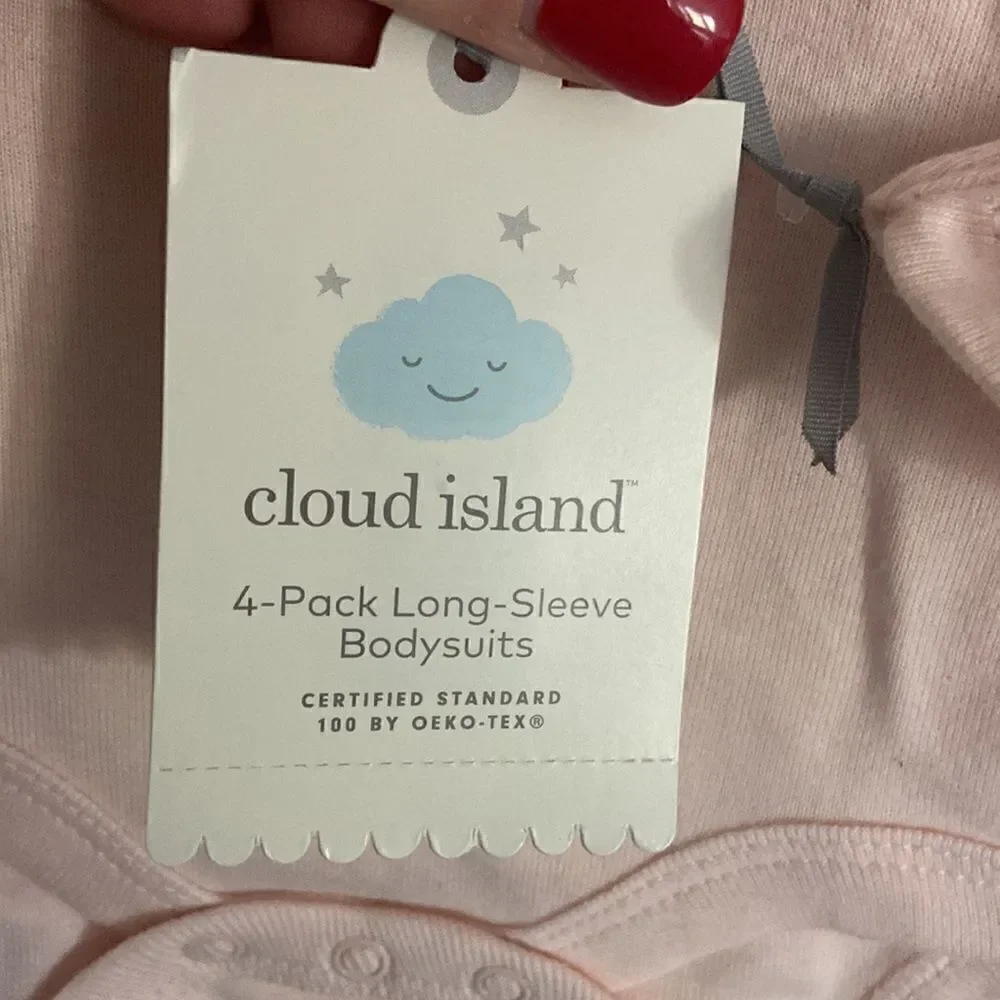 Baby Girls' 4pk Meadow Long Sleeve Bodysuit - Cloud Island™ Pink/Green/White NB